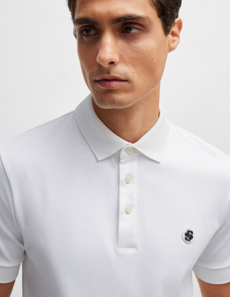 MERCERIZED-COTTON POLO SHIRT WITH DOUBLE MONOGRAM