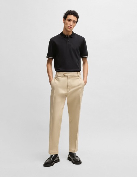 MERCERIZED-COTTON POLO SHIRT WITH STRIPE TRIMS