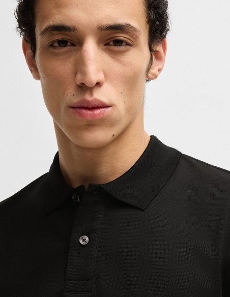MERCERIZED-COTTON POLO SHIRT WITH STRIPE TRIMS