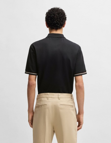 MERCERIZED-COTTON POLO SHIRT WITH STRIPE TRIMS
