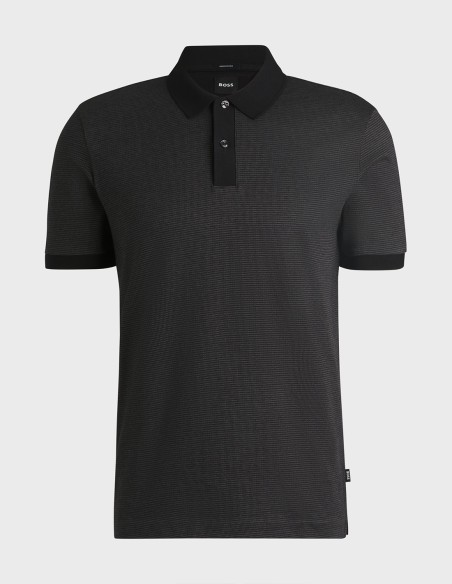 MERCERISED-COTTON POLO SHIRT WITH MICRO PATTERN