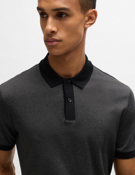 MERCERISED-COTTON POLO SHIRT WITH MICRO PATTERN