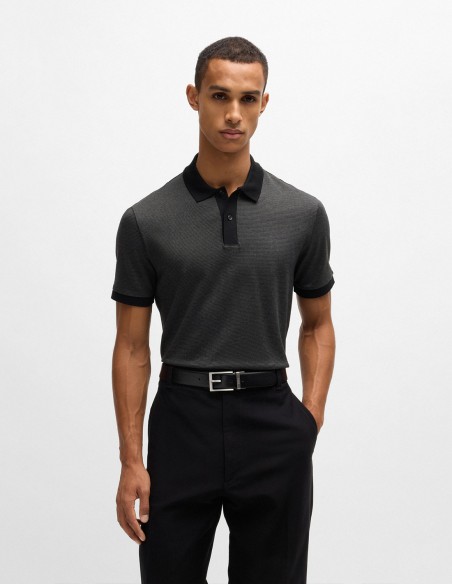 MERCERISED-COTTON POLO SHIRT WITH MICRO PATTERN