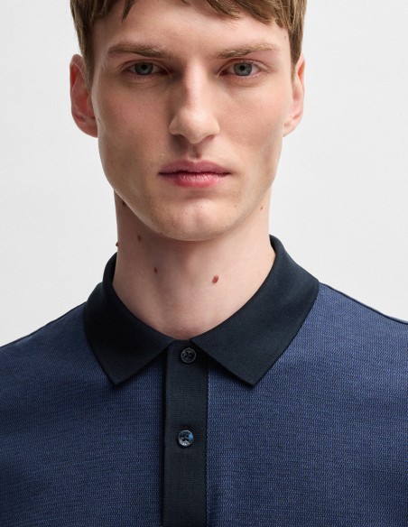 MERCERISED-COTTON POLO SHIRT WITH MICRO PATTERN