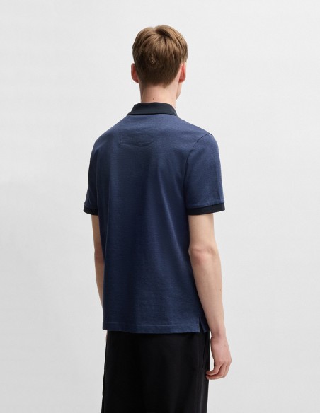 MERCERISED-COTTON POLO SHIRT WITH MICRO PATTERN