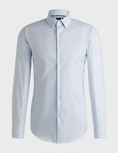 SLIM FIT PATTERNED OXFORD COTTON SHIRT