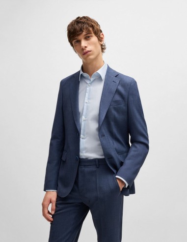 SLIM FIT PATTERNED OXFORD COTTON SHIRT