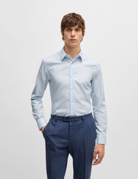 SLIM FIT PATTERNED OXFORD COTTON SHIRT