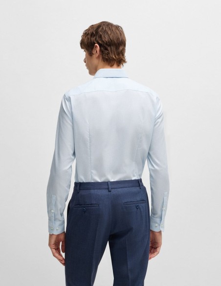 SLIM FIT PATTERNED OXFORD COTTON SHIRT