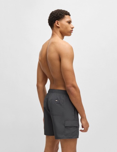 CARGO-POCKET SWIM SHORTS WITH LOGO BADGE