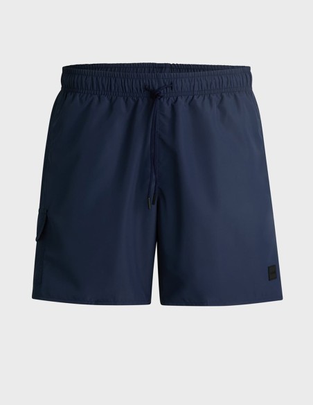 CARGO-POCKET SWIM SHORTS WITH LOGO BADGE