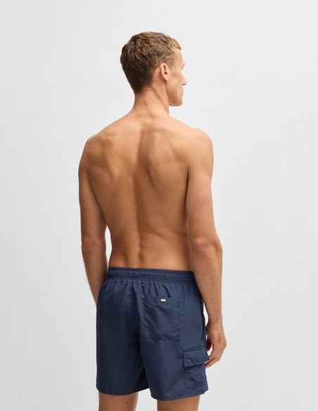 CARGO-POCKET SWIM SHORTS WITH LOGO BADGE