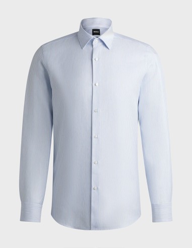 SLIM FIT SHIRT IN A STRIPED LINEN BLEND
