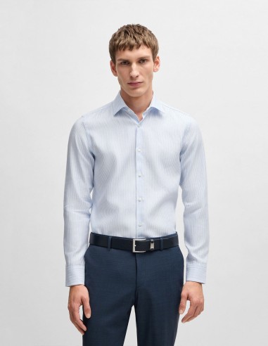 SLIM FIT SHIRT IN A STRIPED LINEN BLEND