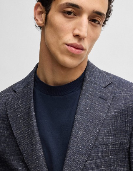 SLIM FIT SUIT JACKET IN PATTERNED STRETCH FABRIC