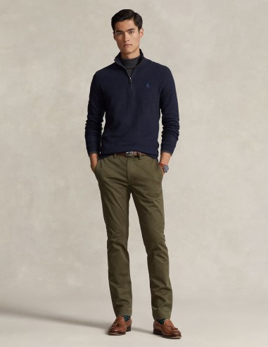 MESH-KNIT COTTON QUARTER ZIP JUMPER