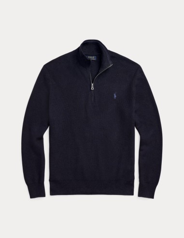 MESH-KNIT COTTON QUARTER ZIP JUMPER