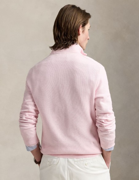 MESH-KNIT COTTON QUARTER ZIP JUMPER