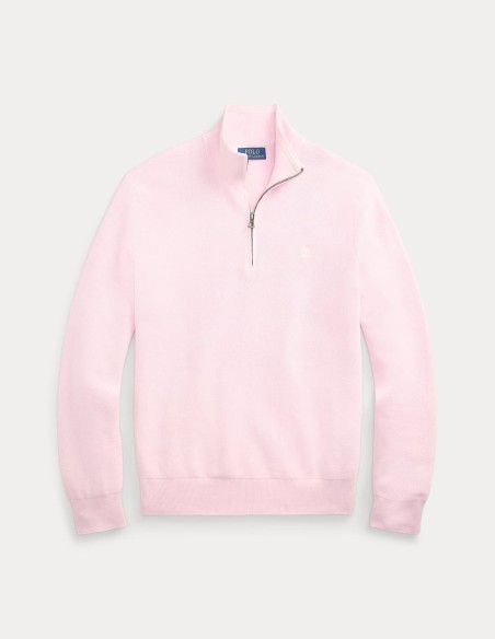 MESH-KNIT COTTON QUARTER ZIP JUMPER