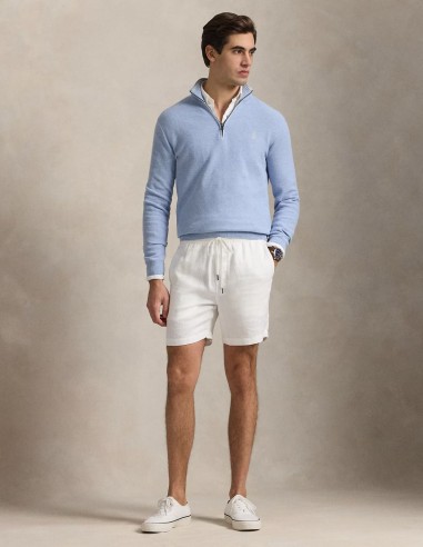 MESH-KNIT COTTON QUARTER ZIP JUMPER
