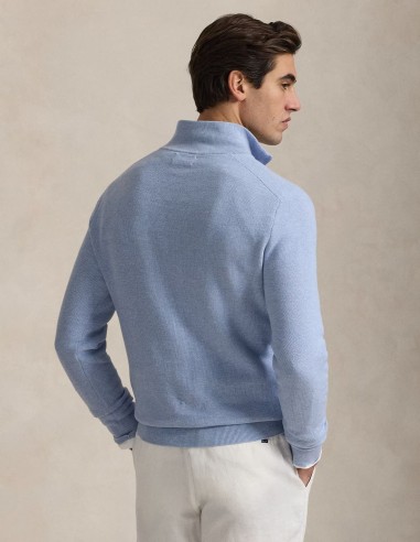 MESH-KNIT COTTON QUARTER ZIP JUMPER