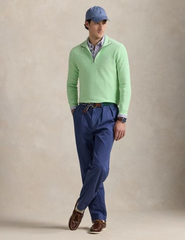 MESH-KNIT COTTON QUARTER ZIP JUMPER
