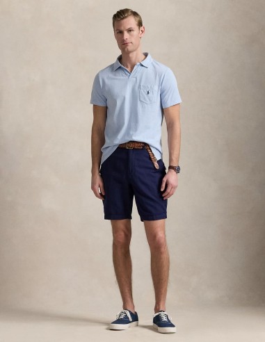 STANDARD FIT COTTON-LINEN POLO SHIRT