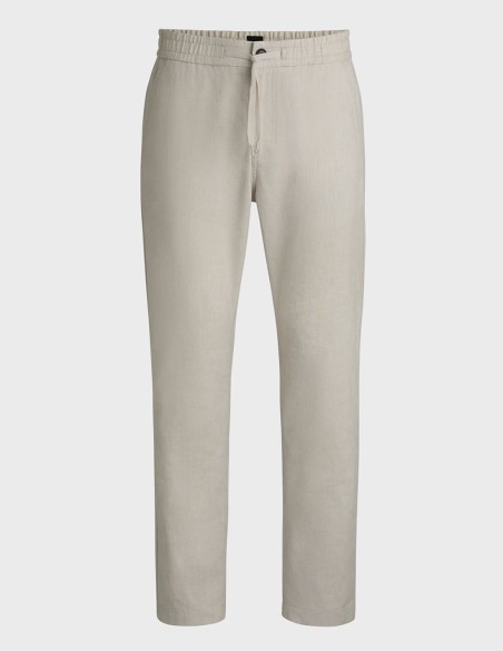 REGULAR FIT TROUSERS IN STRETCH LINEN BLEND