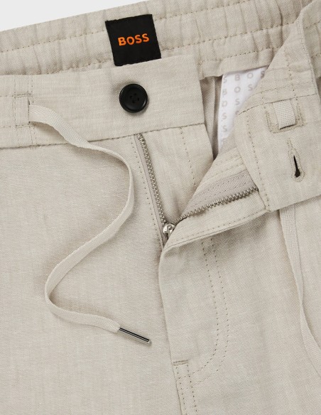 REGULAR FIT TROUSERS IN STRETCH LINEN BLEND