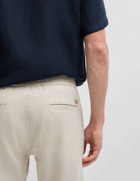 REGULAR FIT TROUSERS IN STRETCH LINEN BLEND