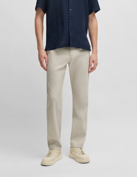 REGULAR FIT TROUSERS IN STRETCH LINEN BLEND