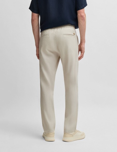 REGULAR FIT TROUSERS IN STRETCH LINEN BLEND