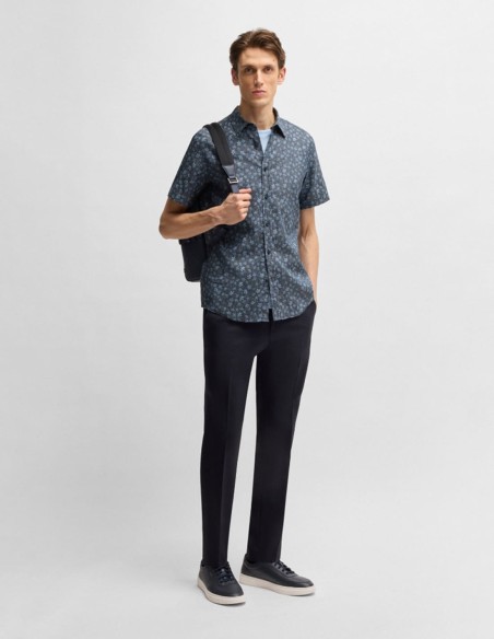 SLIM FIT FLORAL LINEN SHIRT