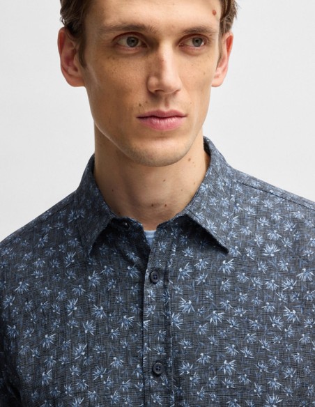 SLIM FIT FLORAL LINEN SHIRT