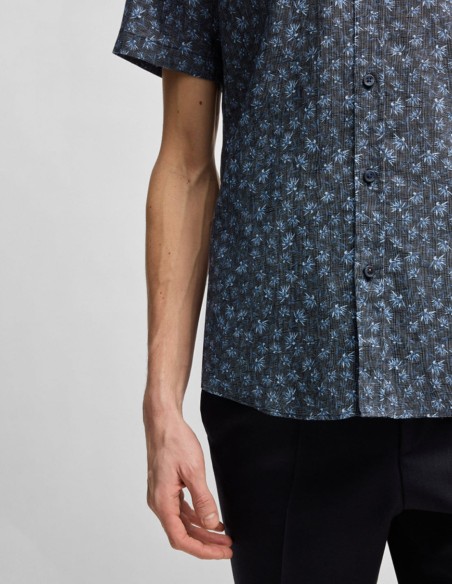 SLIM FIT FLORAL LINEN SHIRT