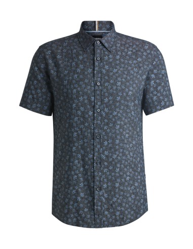 SLIM FIT FLORAL LINEN SHIRT