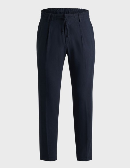 TAPERED FIT TROUSERS IN A LINEN BLEND