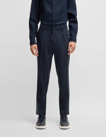 TAPERED FIT TROUSERS IN A LINEN BLEND