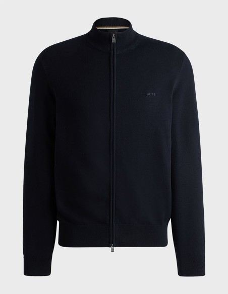 REGULAR FIT COTTON CARDIGAN WITH EMBROIDERED LOGO