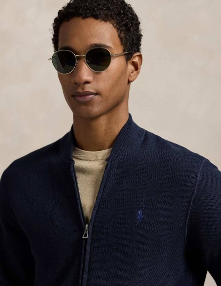 MESH-KNIT COTTON FULL-ZIP JUMPER