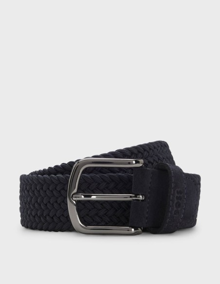 WOVEN BELT WITH LEATHER TRIMS