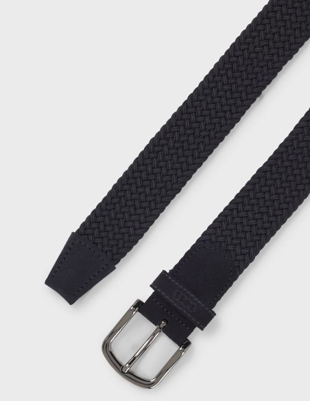 WOVEN BELT WITH LEATHER TRIMS