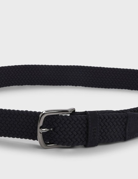 WOVEN BELT WITH LEATHER TRIMS
