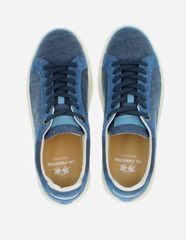 TRAINERS IN LINEN CANVAS & SUEDE