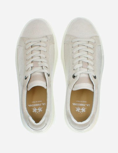 TRAINERS IN LINEN CANVAS & SUEDE