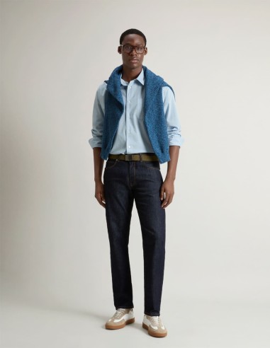 GARMENT-DYED PURE COTTON MUSLIN SHIRT