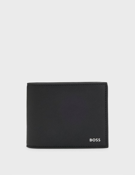 LEATHER WALLET WITH SILVER-FOIL LOGO PRINT