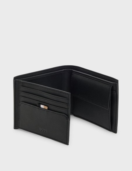 LEATHER WALLET WITH SILVER-FOIL LOGO PRINT