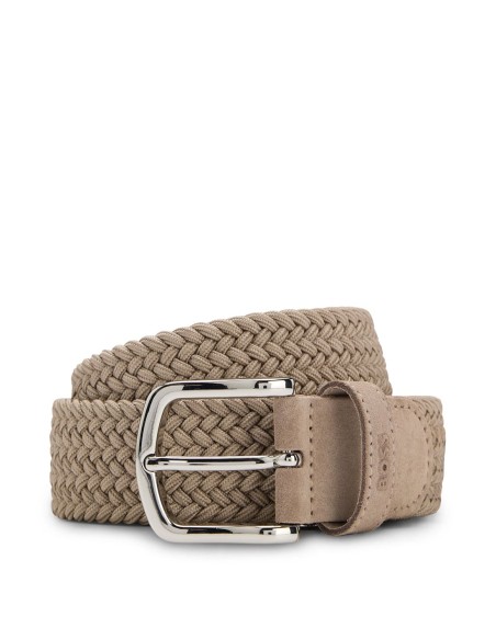 WOVEN BELT WITH LEATHER TRIMS