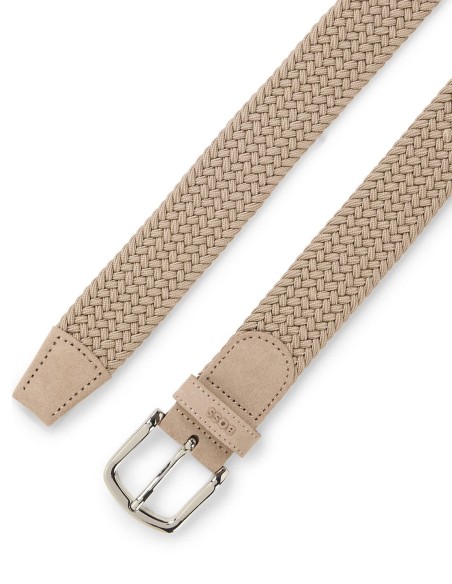 WOVEN BELT WITH LEATHER TRIMS